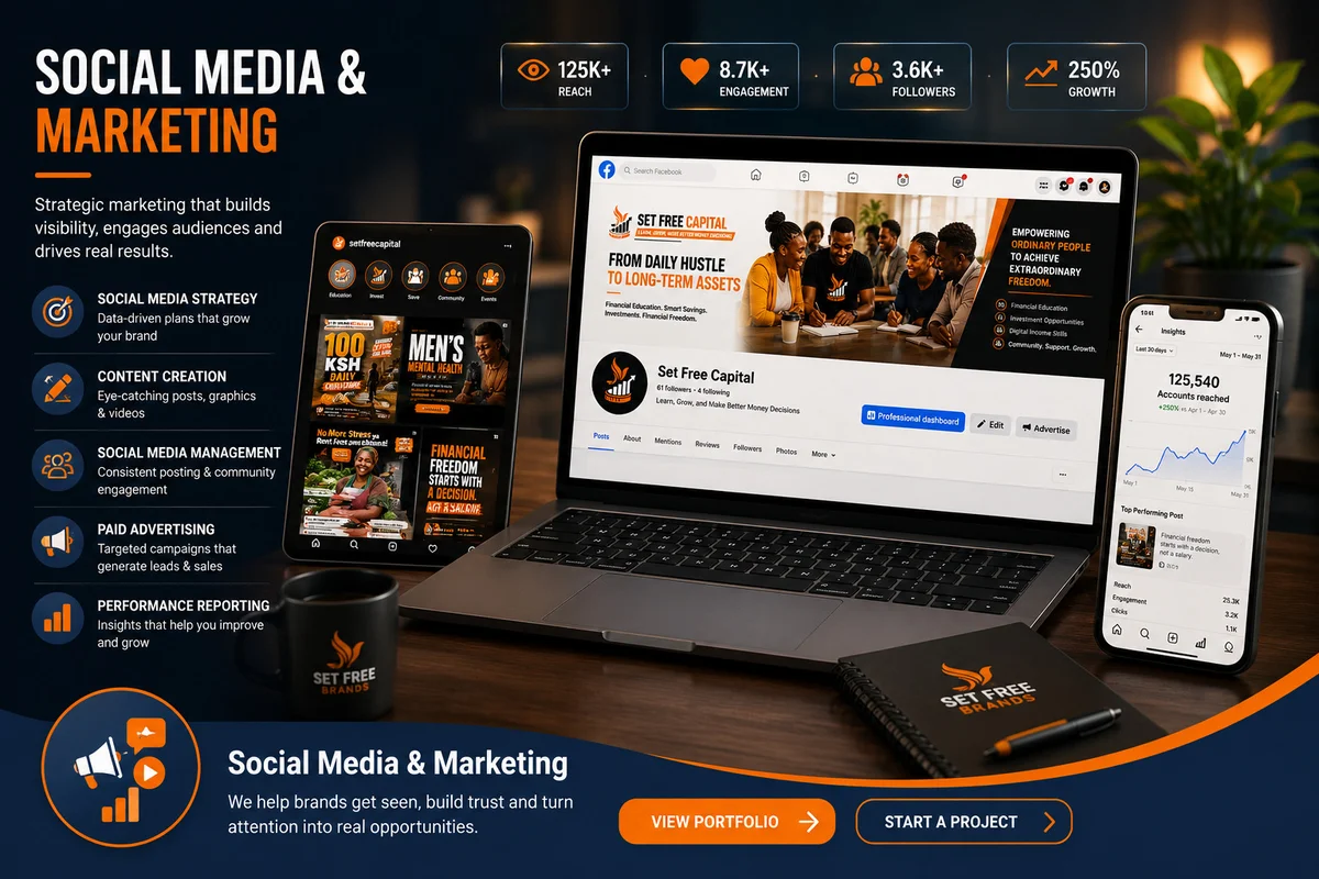 Illustration of Social Media Management and Marketing